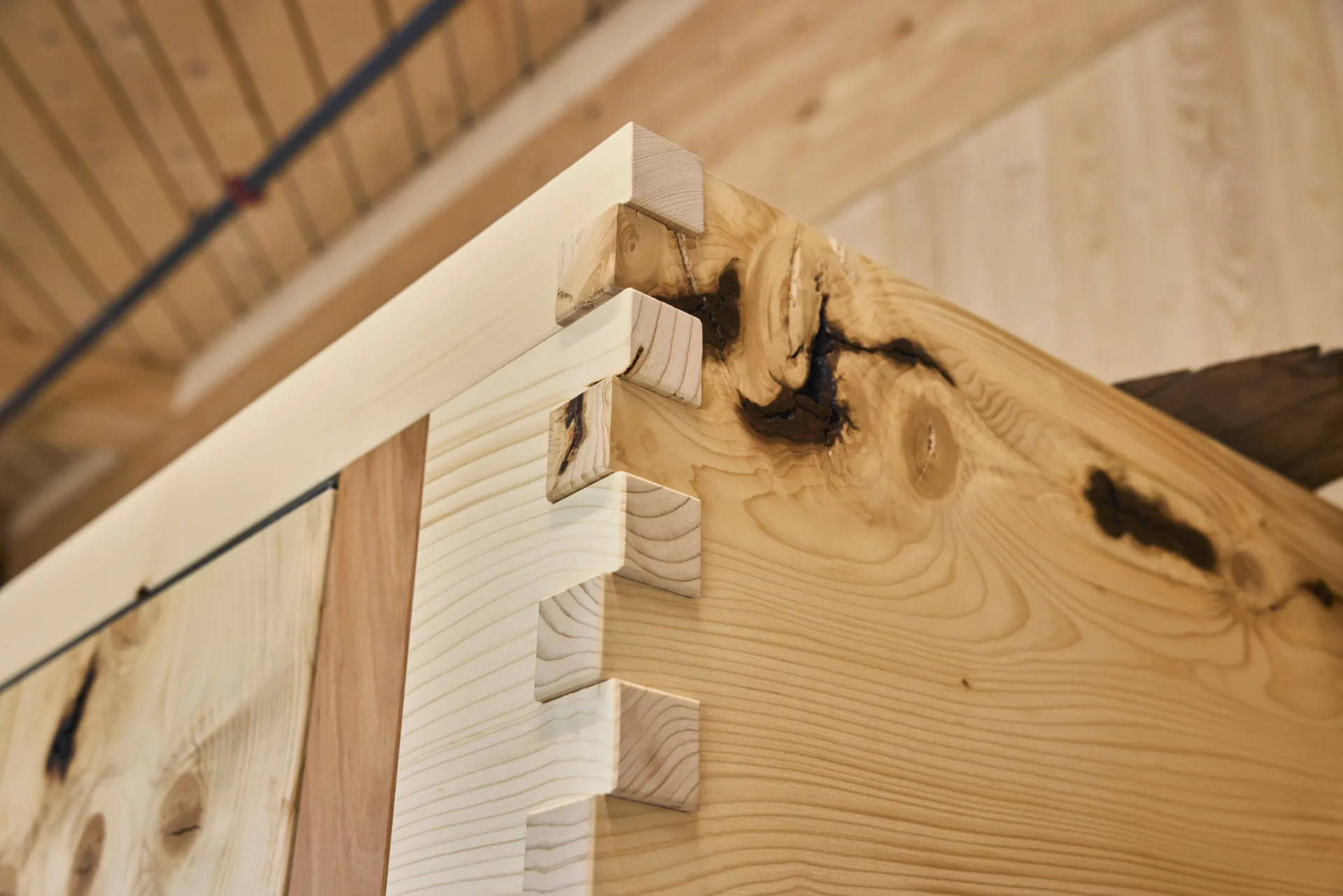 Nahaufnahme einer Holzverbindung