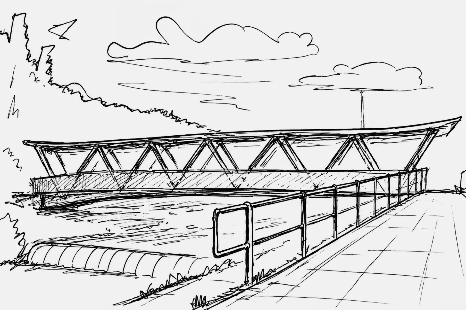 Skizze Holzwerkbrücke, Dillhaus